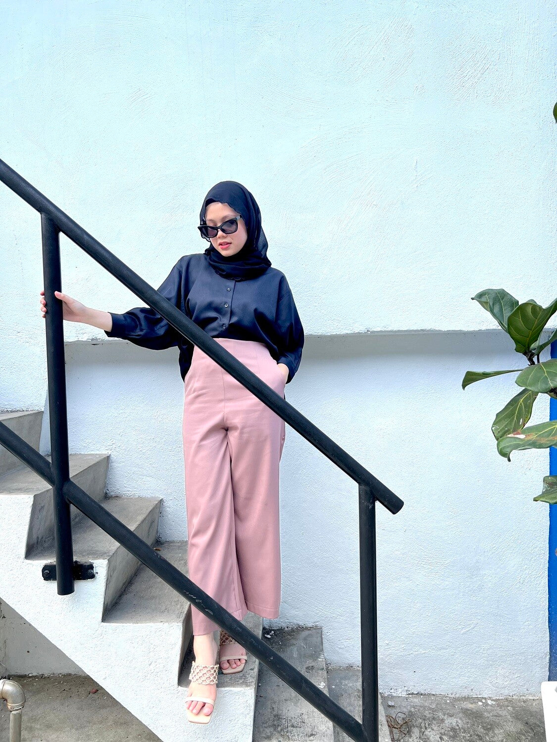 HIGH WAIST PANTS - DUSTY PINK