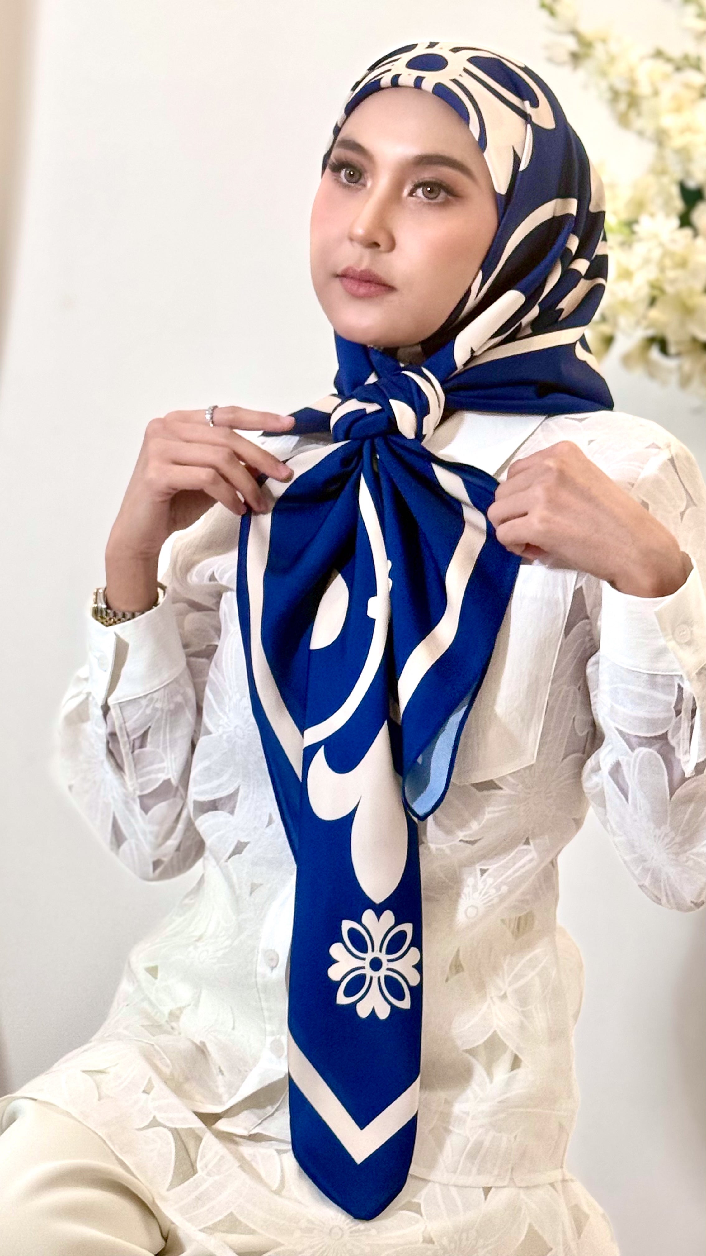 ELARIA SCARF CLASSIC BLUE – Wajie Ibrahim - Main Image