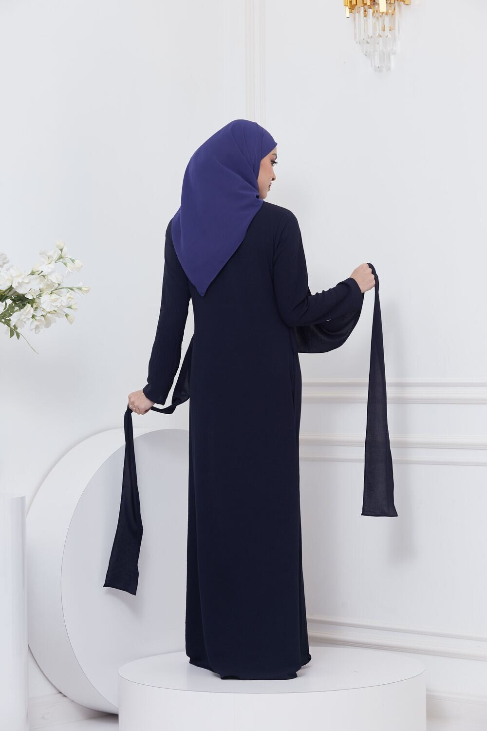 DRAPE DRESS - NAVY BLUE