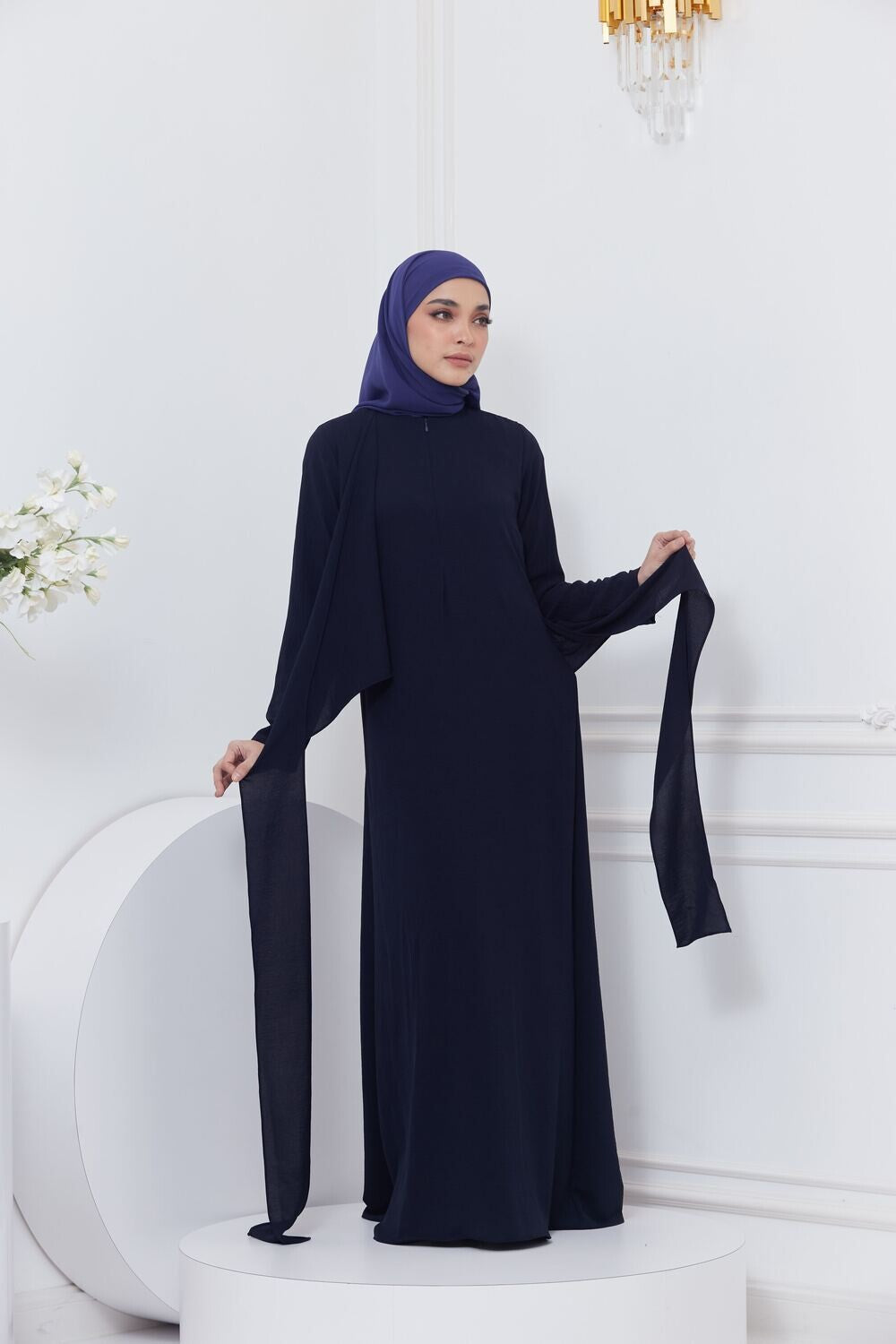 DRAPE DRESS - NAVY BLUE