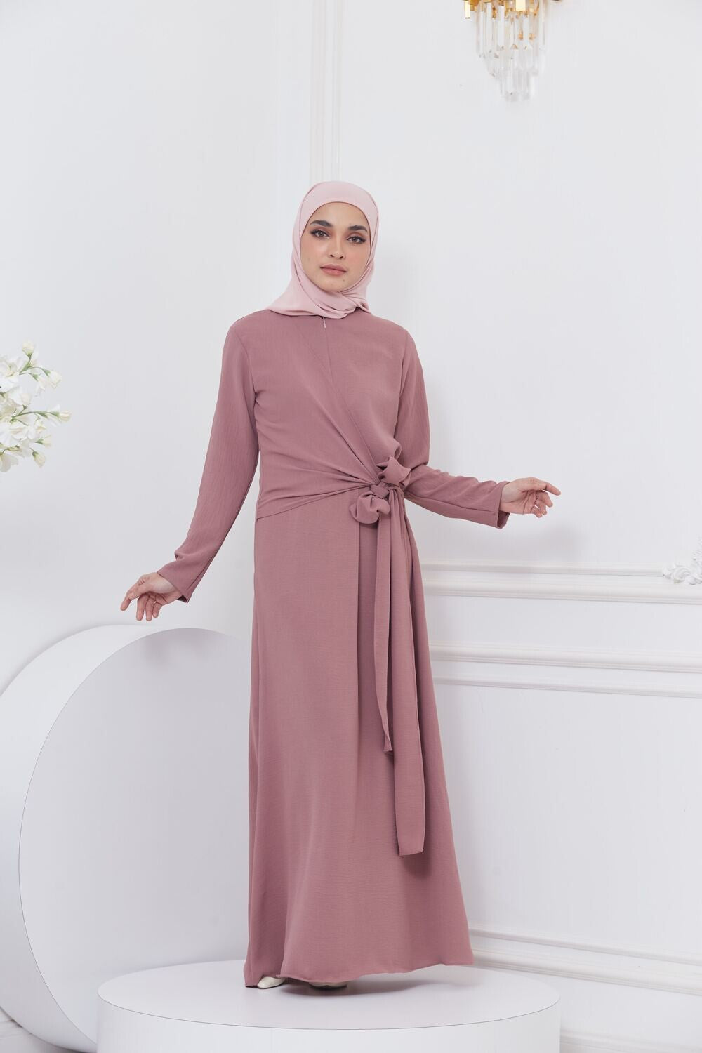 DRAPE DRESS - MAUVE PINK