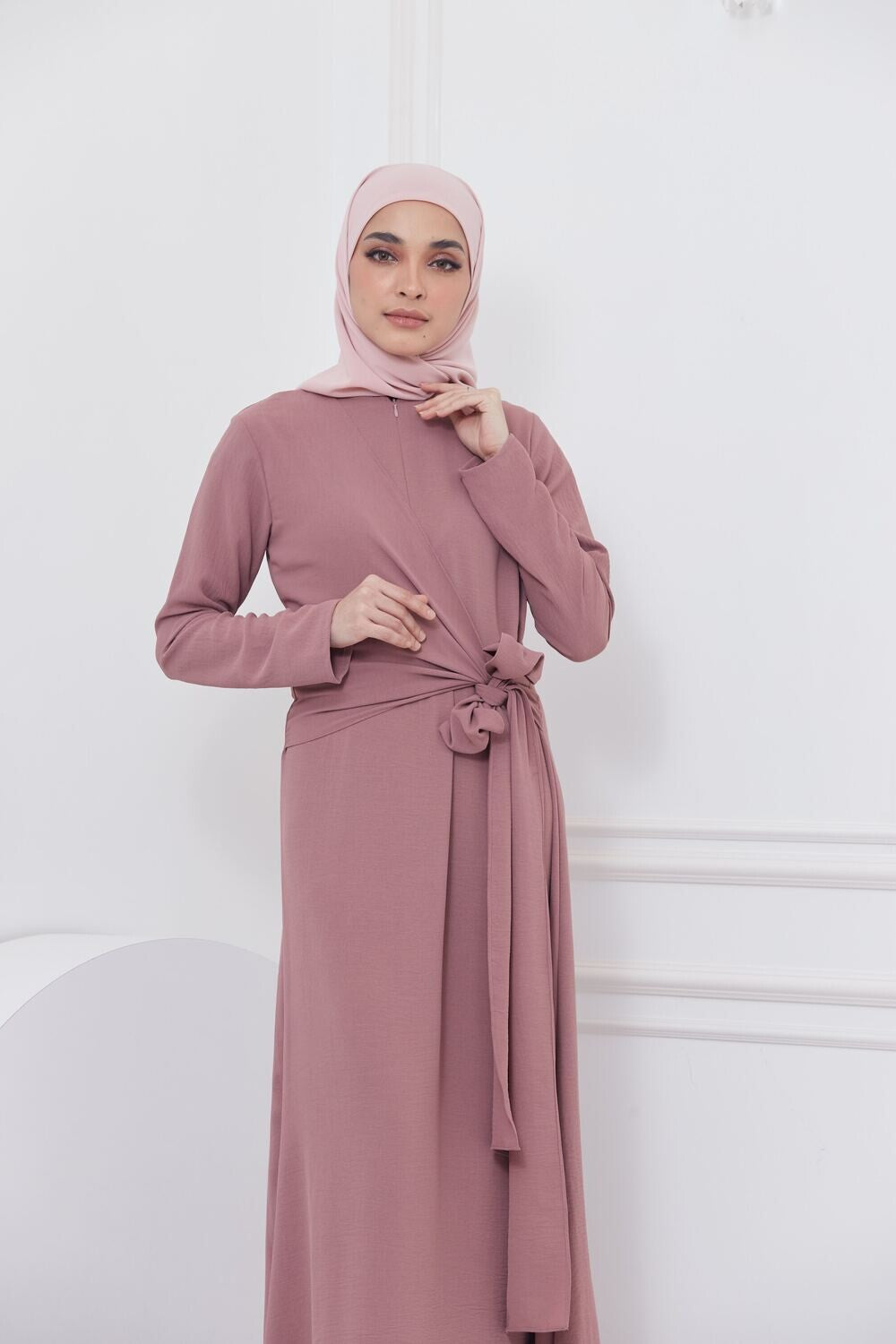 DRAPE DRESS - MAUVE PINK