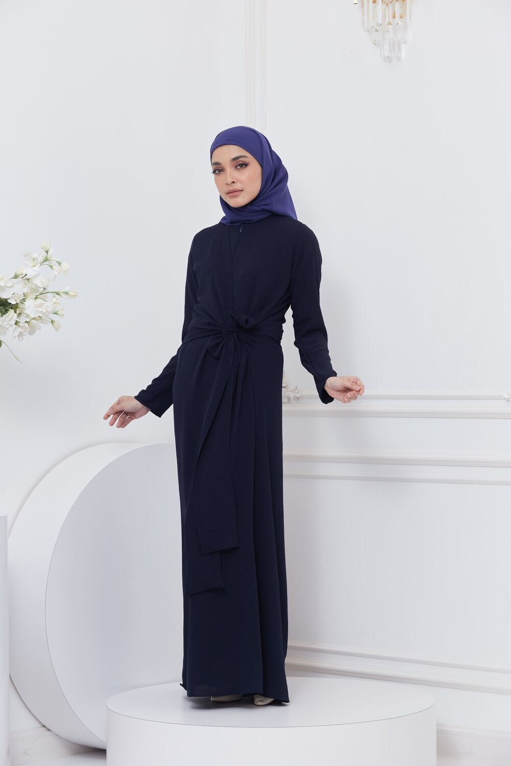 DRAPE DRESS - NAVY BLUE
