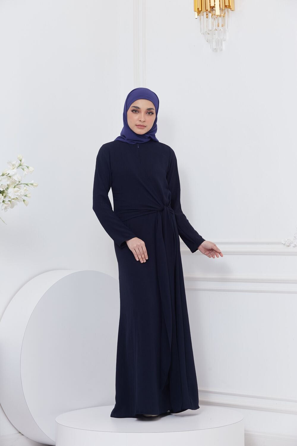 DRAPE DRESS - NAVY BLUE