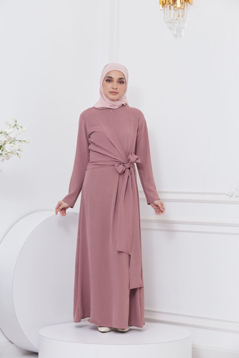 DRAPE DRESS - MAUVE PINK