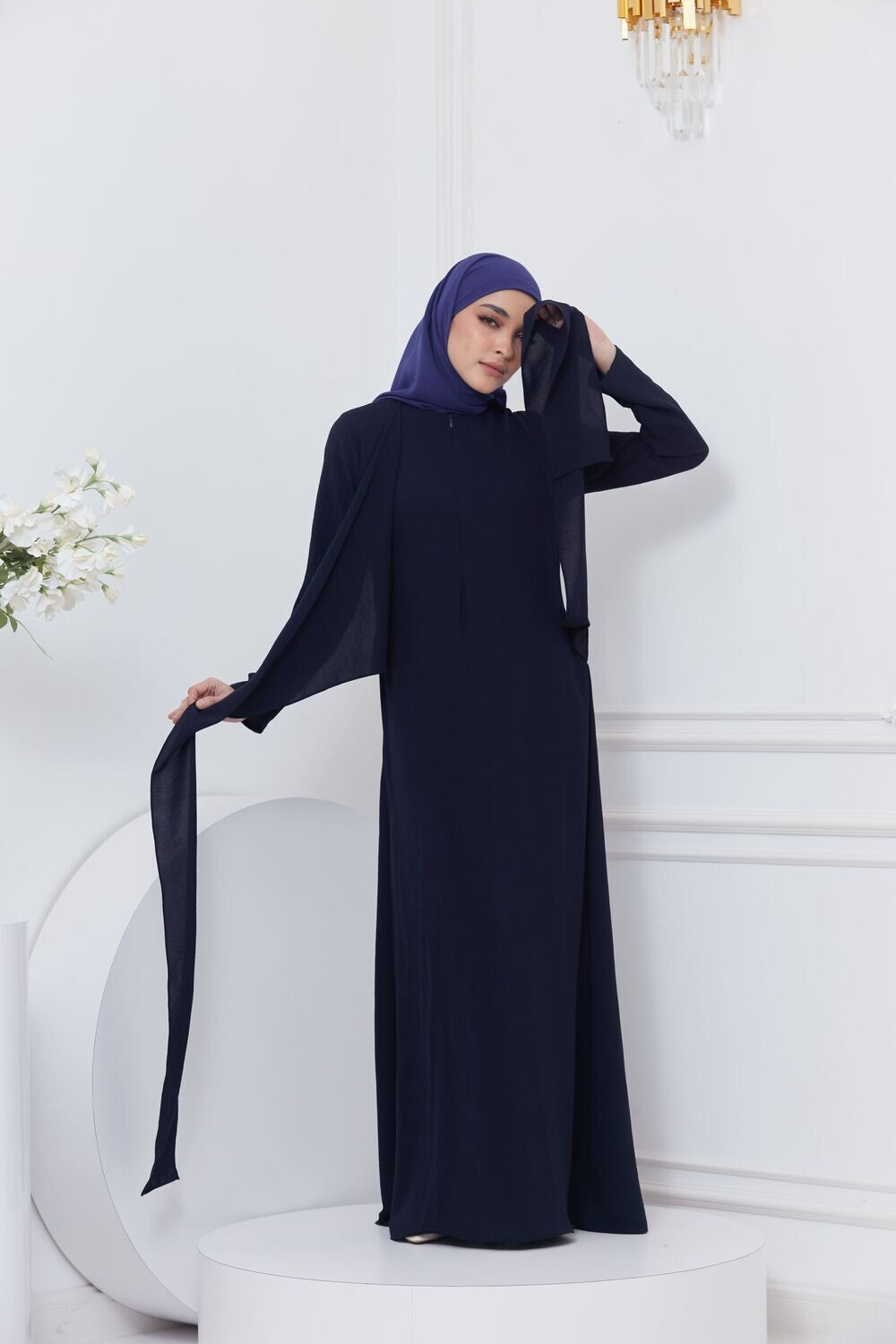 DRAPE DRESS - NAVY BLUE