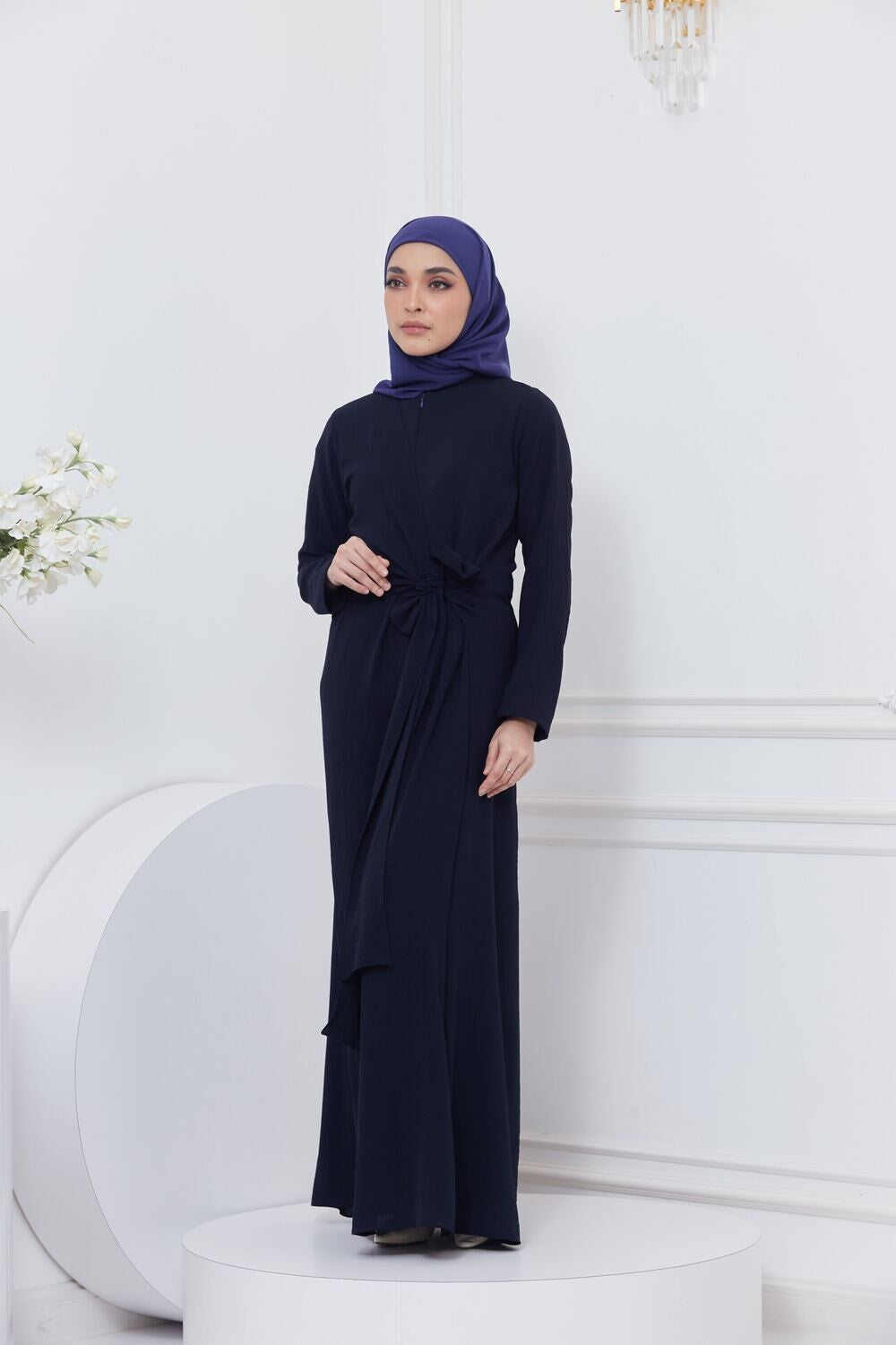 DRAPE DRESS - NAVY BLUE