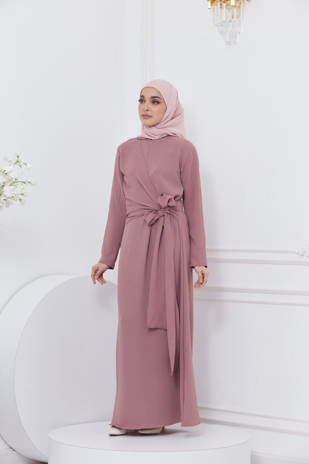 DRAPE DRESS - MAUVE PINK