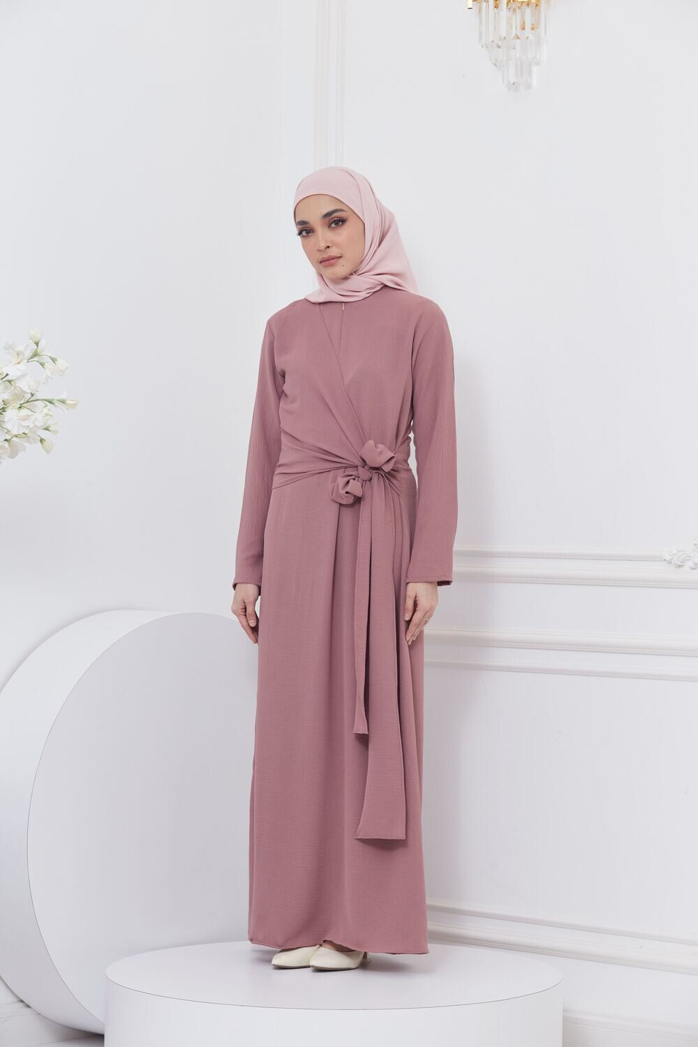 DRAPE DRESS - MAUVE PINK