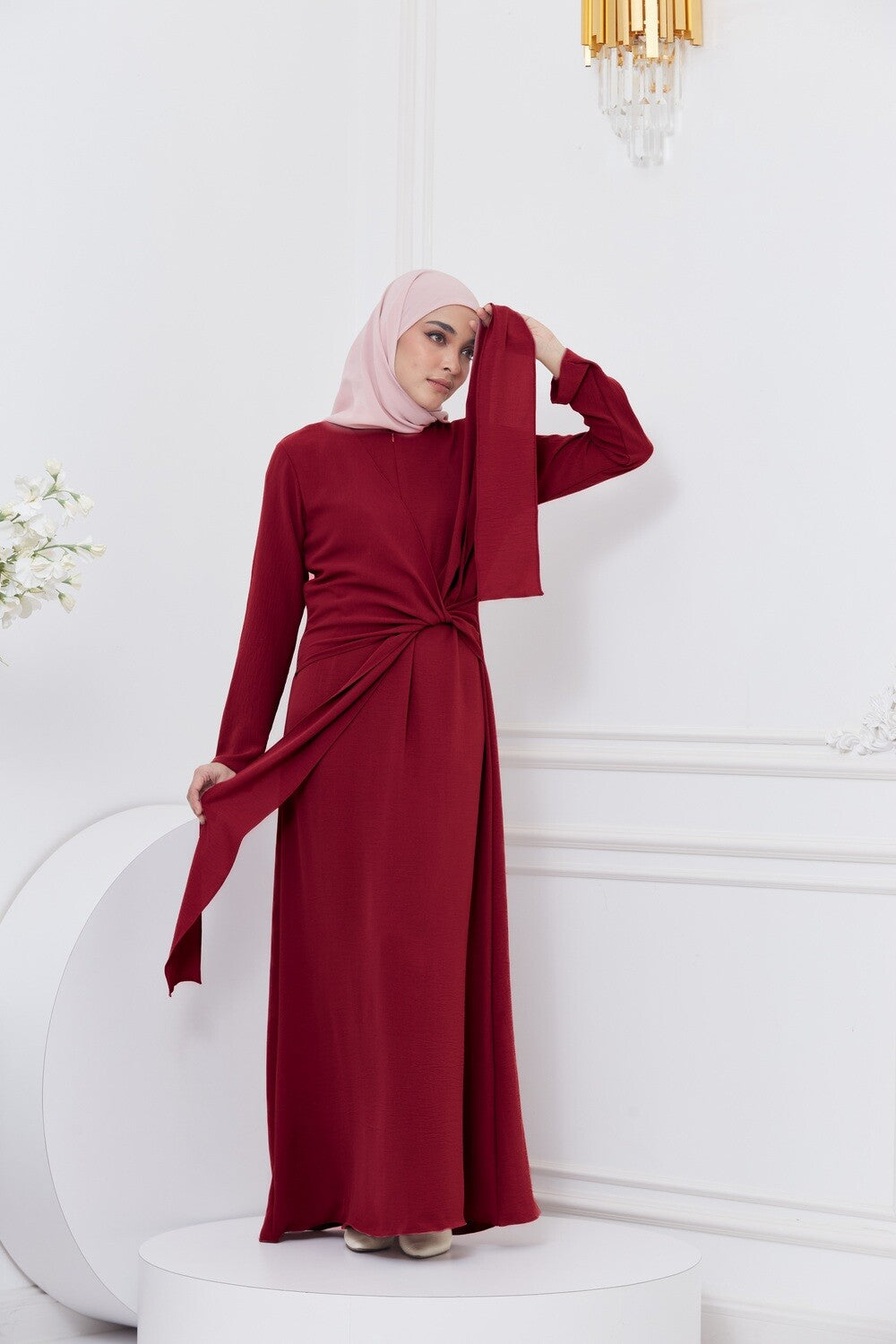 DRAPE DRESS - MAROON