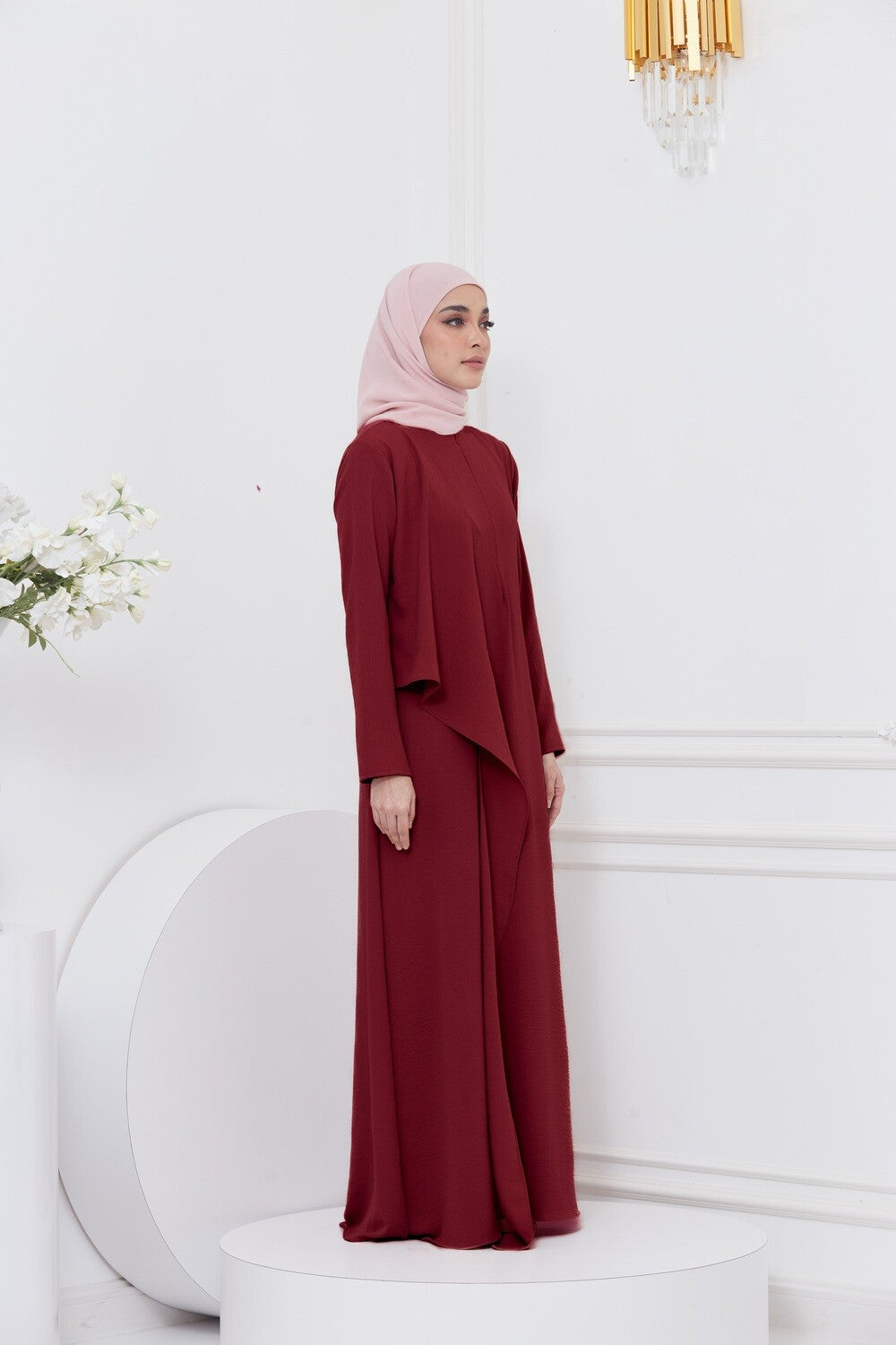 DRAPE DRESS - MAROON