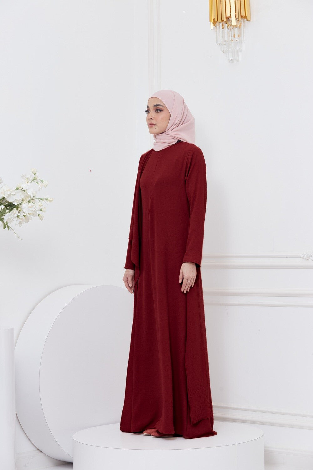 DRAPE DRESS - MAROON