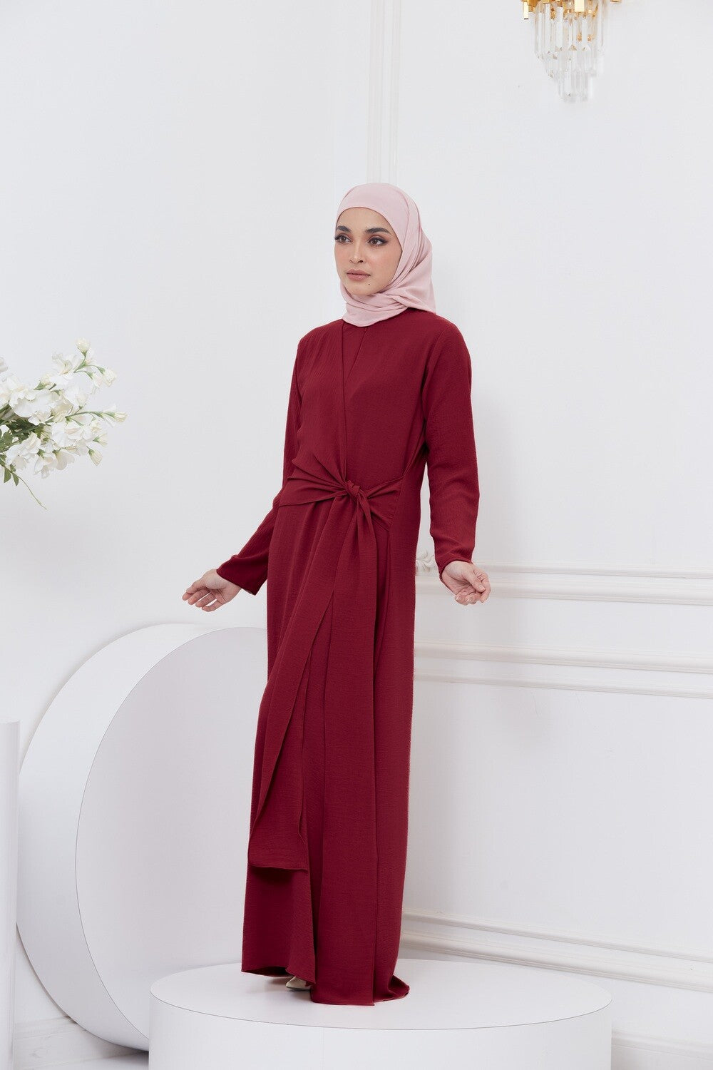 DRAPE DRESS - MAROON