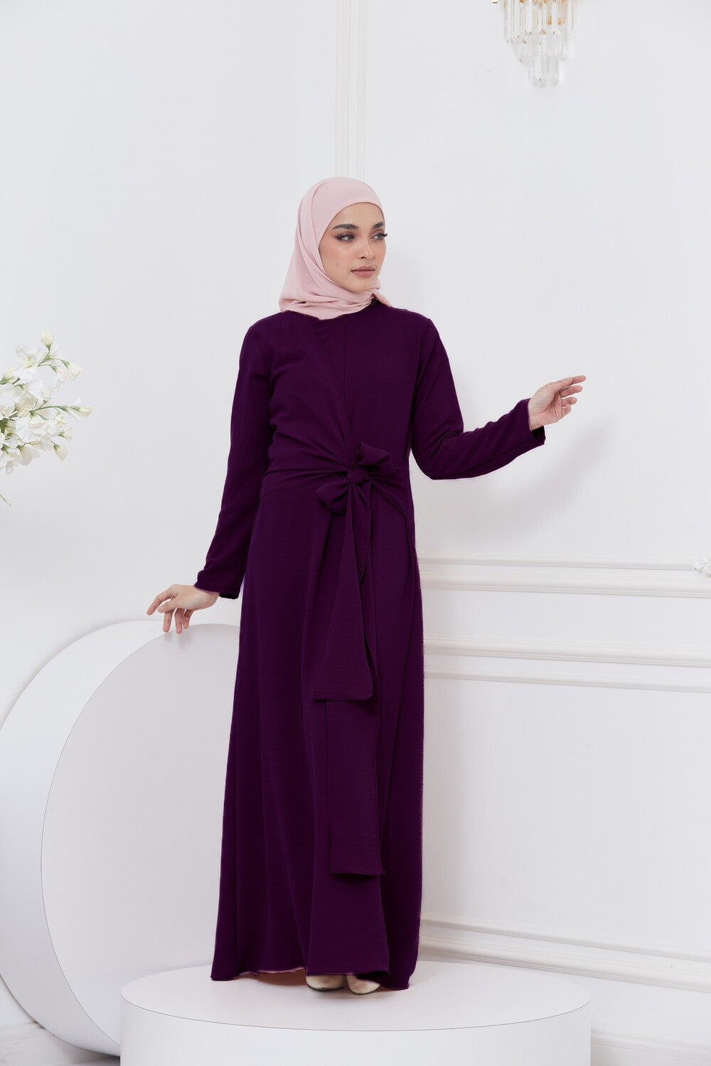 DRAPE DRESS - EGG PLANT
