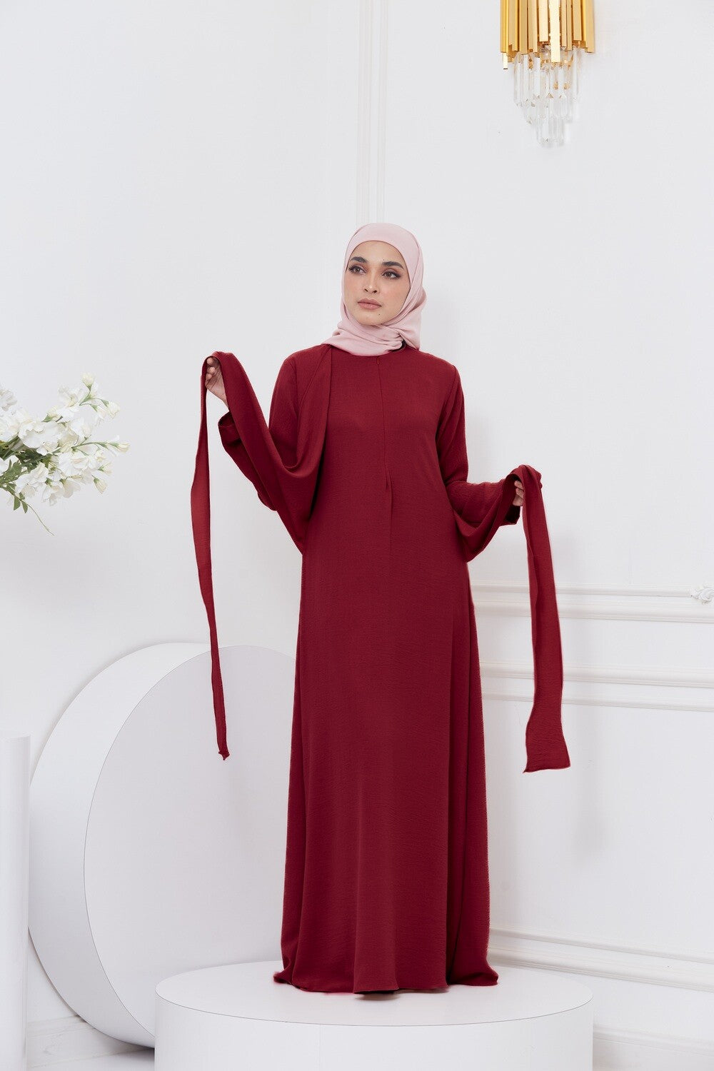 DRAPE DRESS - MAROON