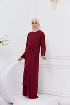 DRAPE DRESS - MAROON