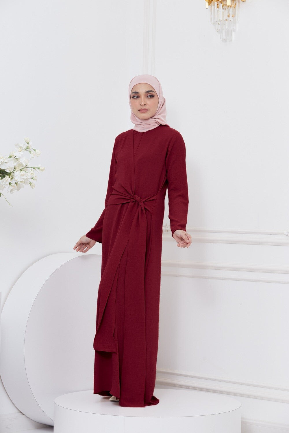 DRAPE DRESS - MAROON
