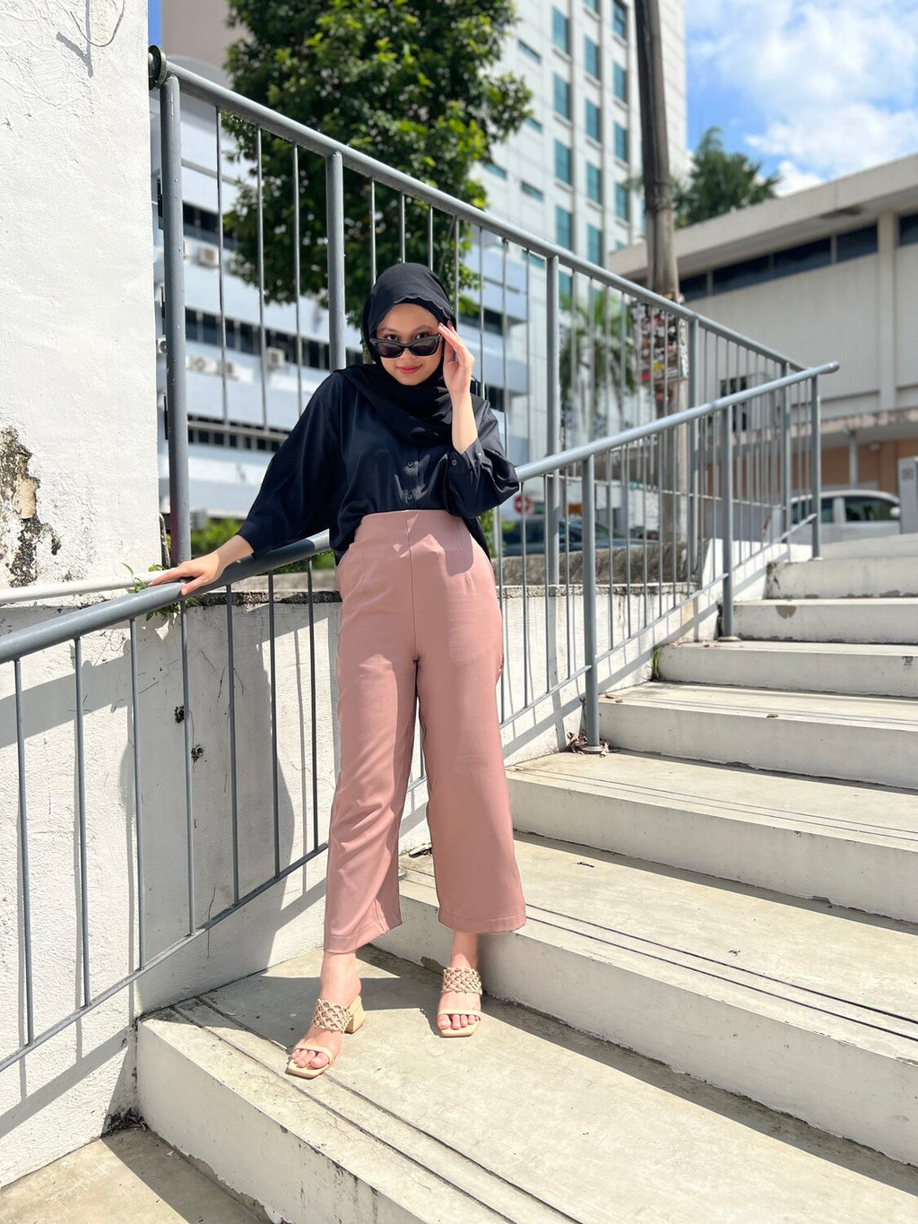 HIGH WAIST PANTS - DUSTY PINK