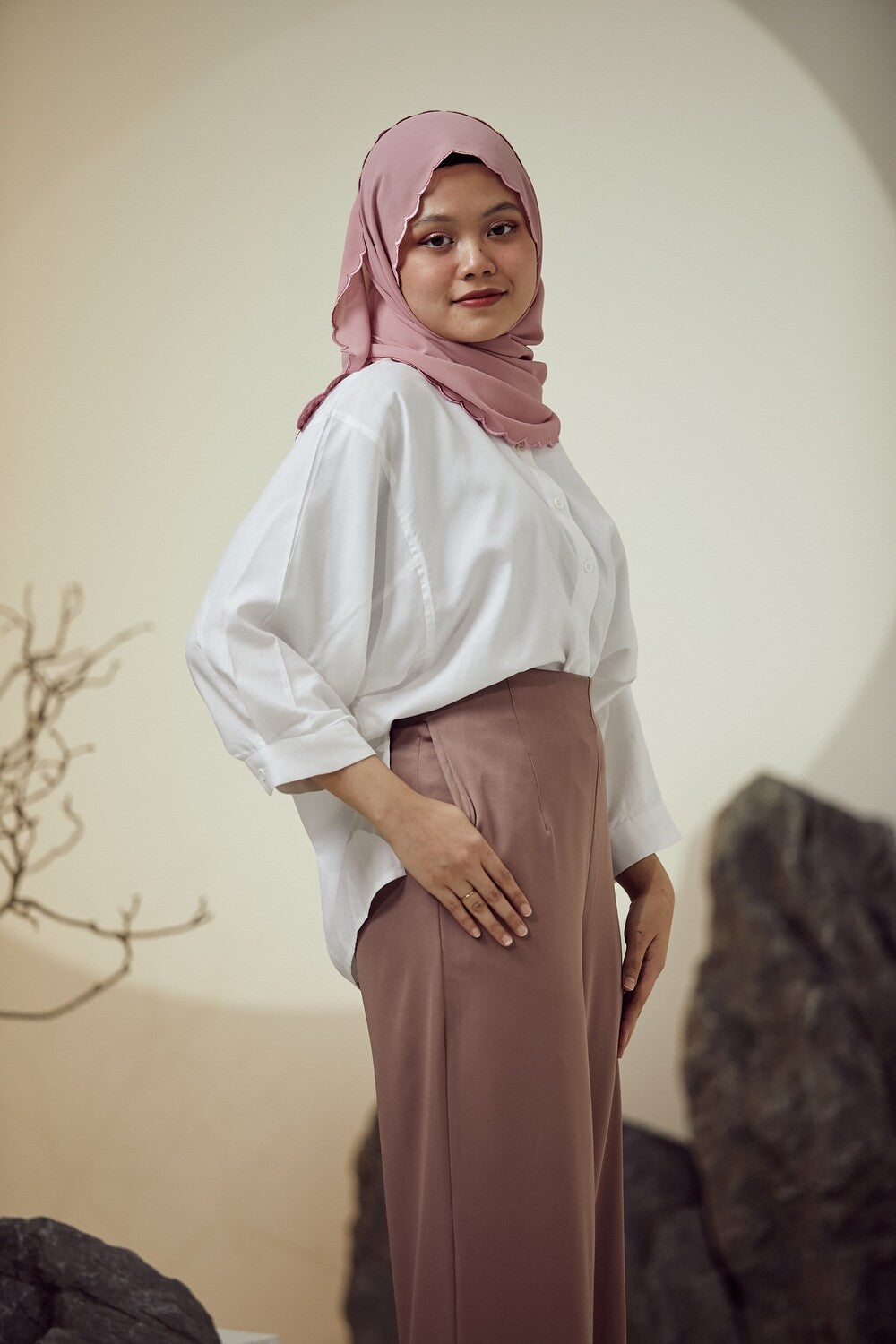 HIGH WAIST PANTS - DUSTY PINK