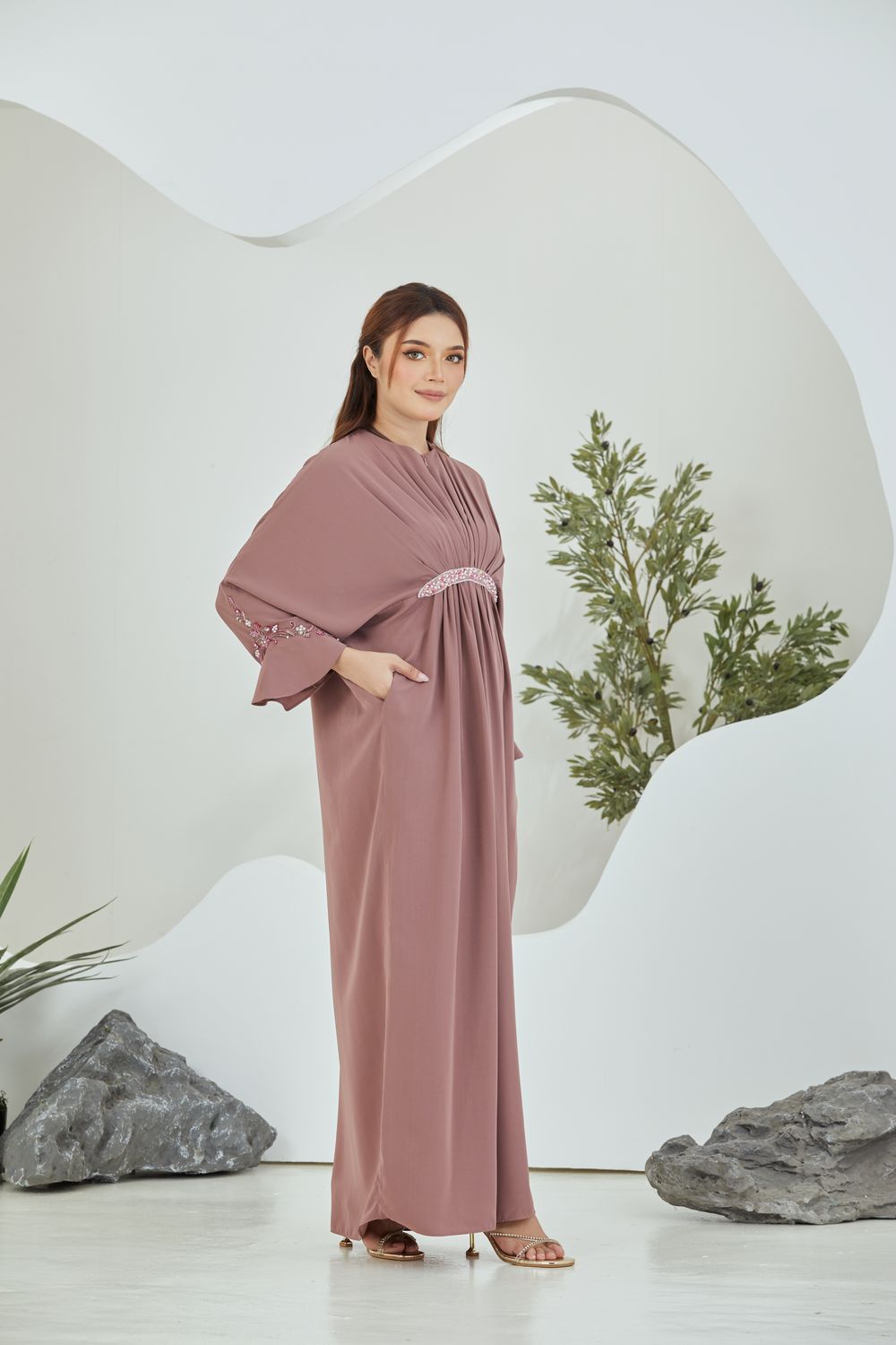 QAYRA CAFTAN -  DEEP SALMON