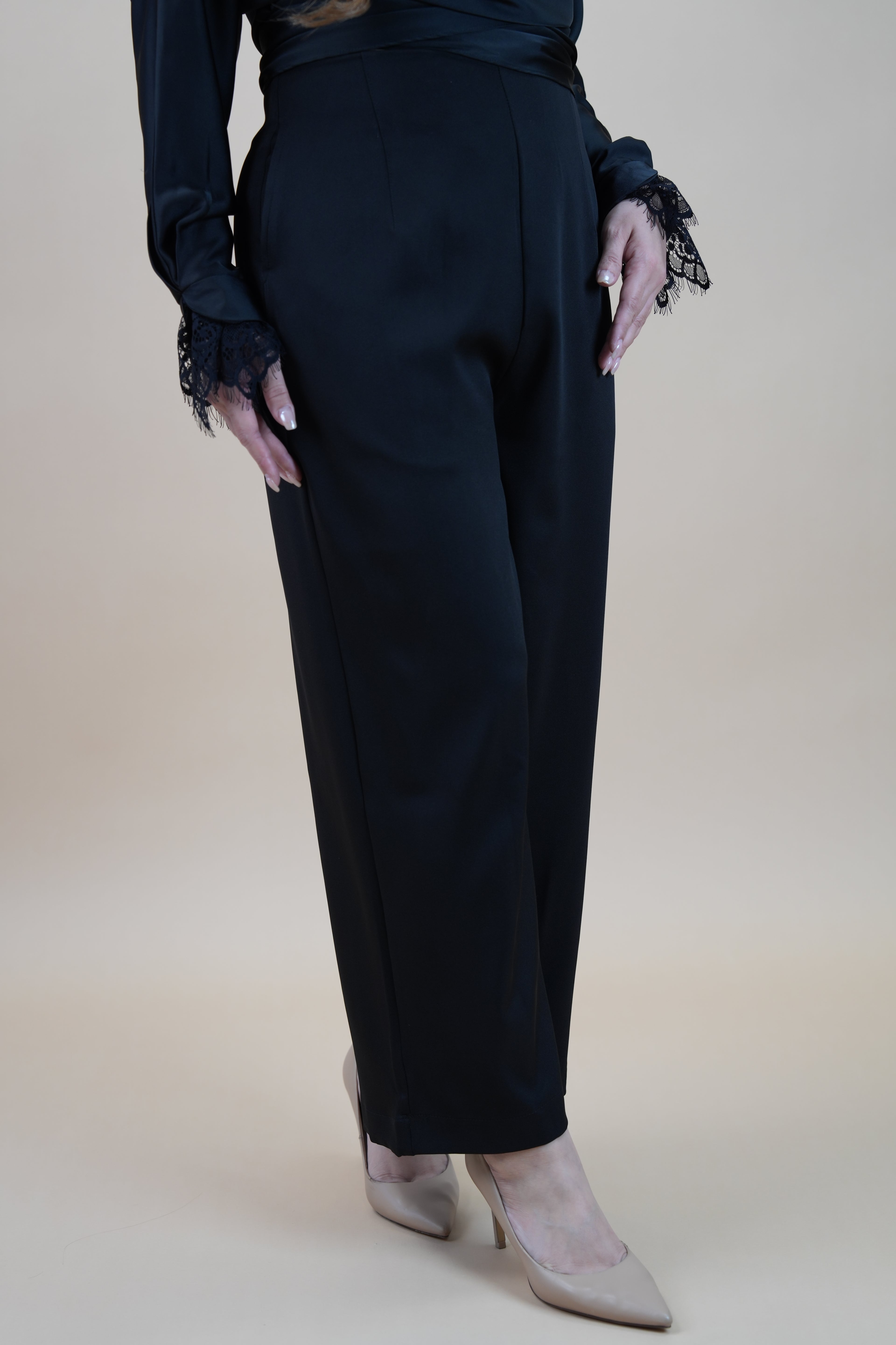HIGH WAIST PANTS - BLACK