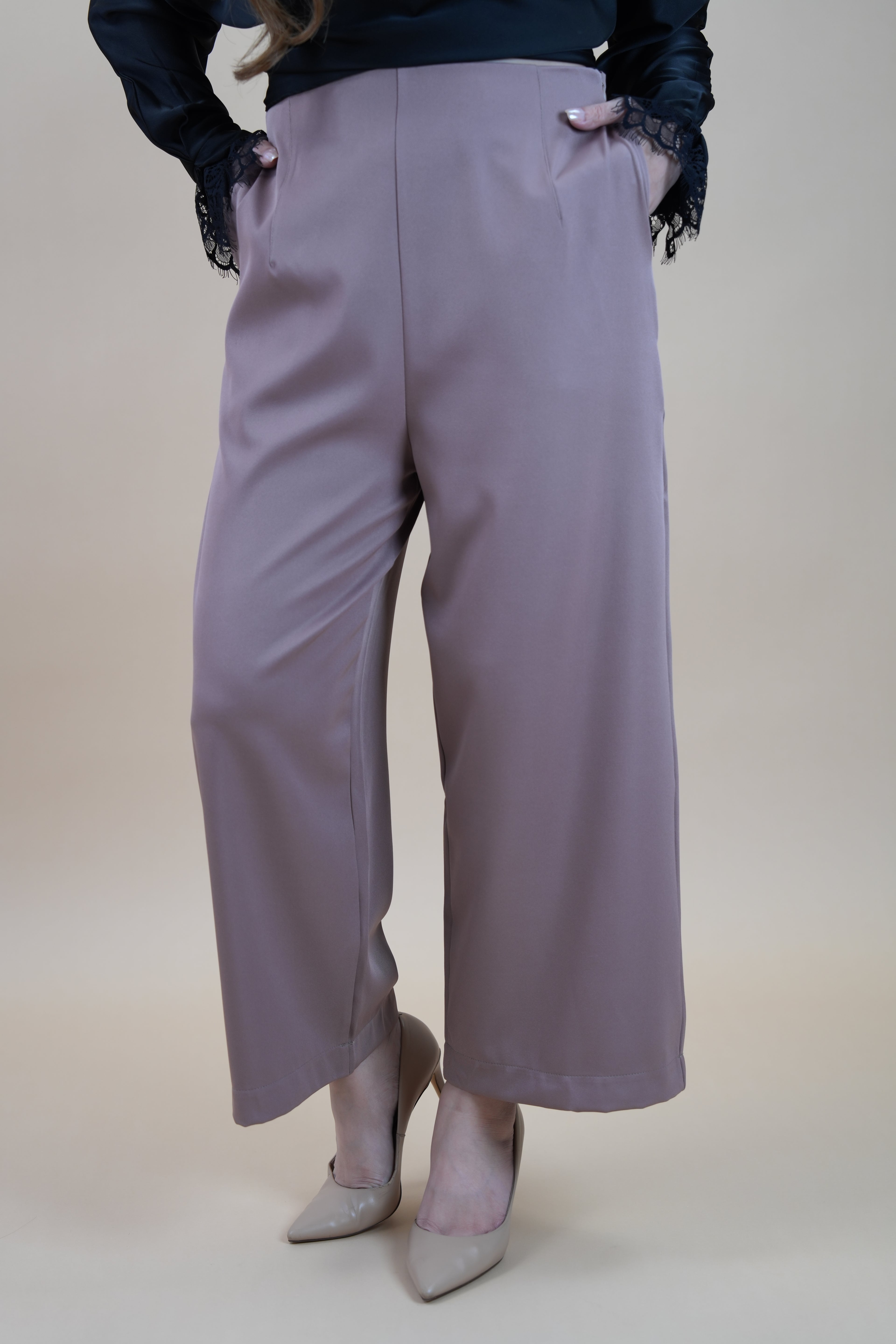 HIGH WAIST PANTS - DUSTY PINK