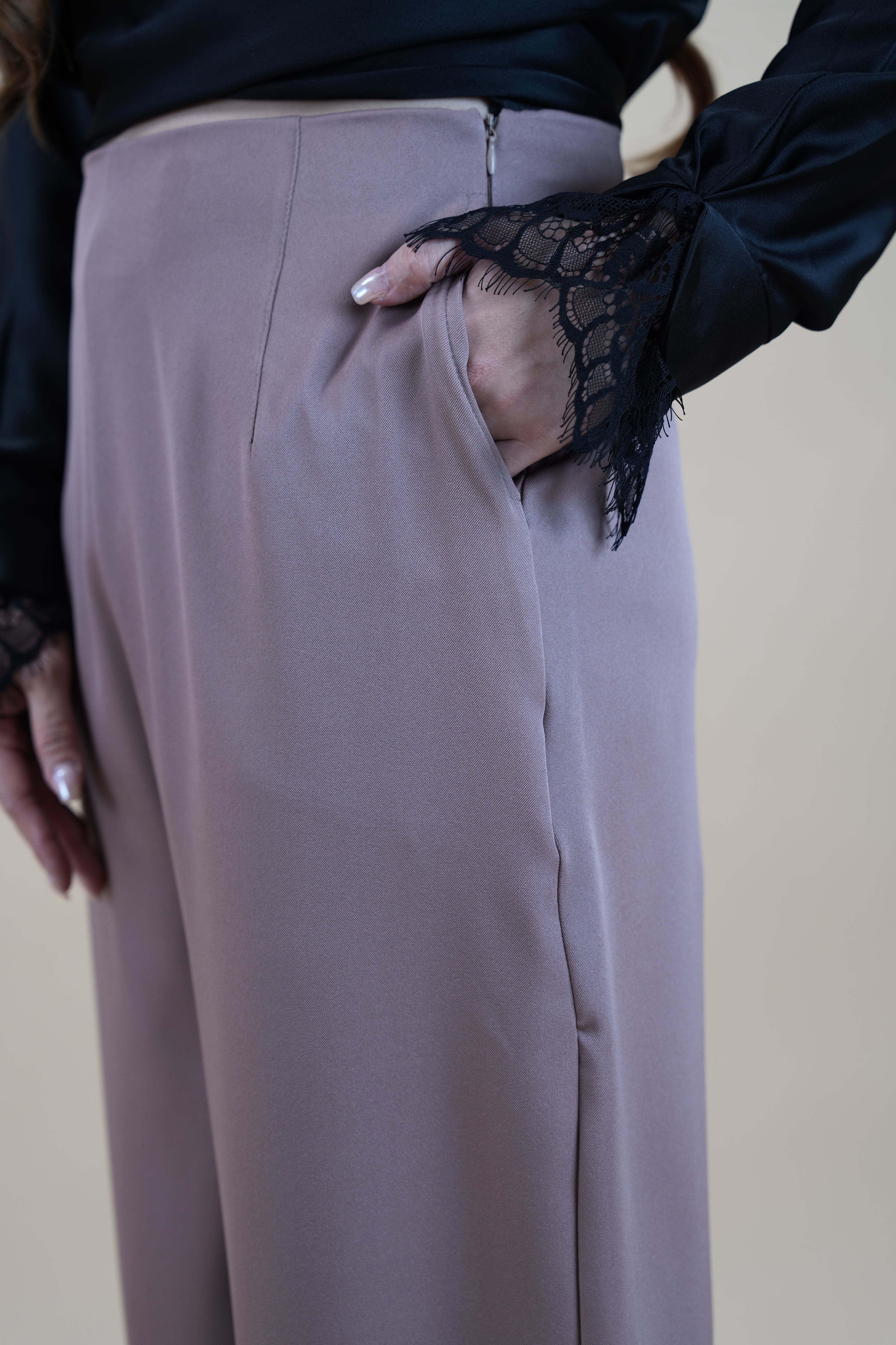 HIGH WAIST PANTS - DUSTY PINK